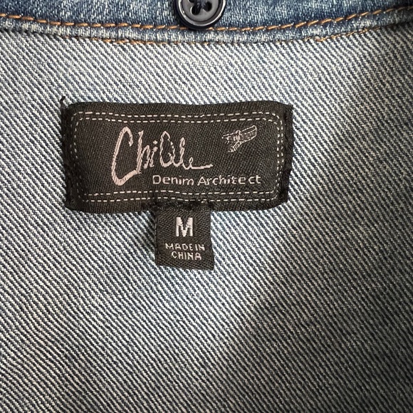 Chiqle denim architect blue Jean Aztec vest - Picture 2 of 3